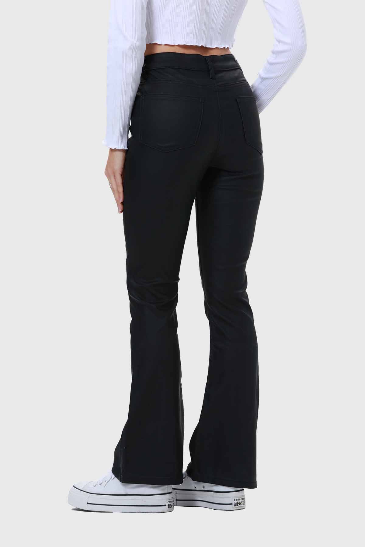Jeans Mujer Flare Engomado Negro