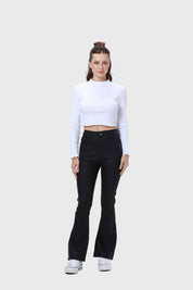 Jeans Mujer Flare Engomado Negro