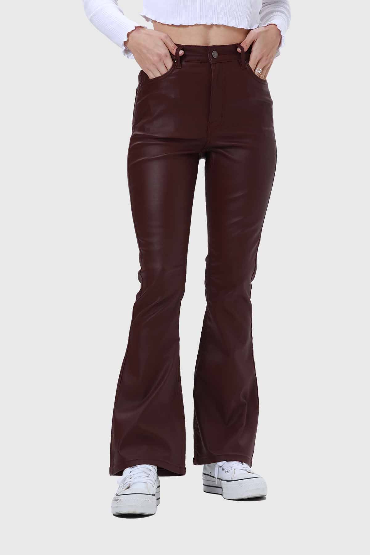 Jeans Mujer Flare Engomado Chocolate