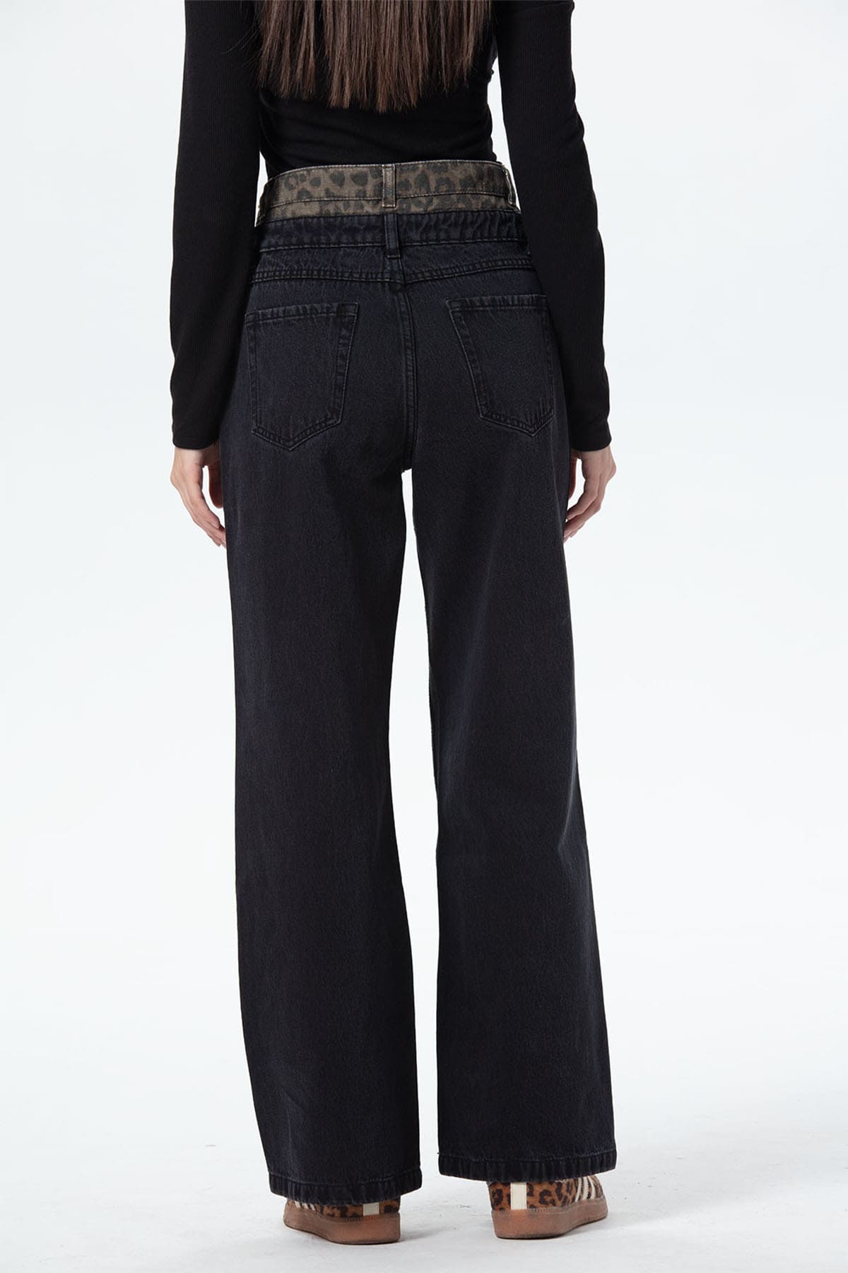 Jeans Mujer Cintura Calce Recto Negro