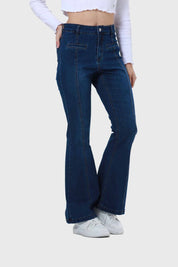 Jeans Mujer Flare Linea Push Azul
