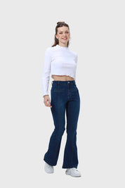 Jeans Mujer Flare Linea Push Azul