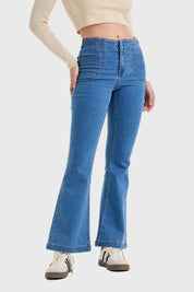 Jeans Mujer Flare Corte Cintura Azul