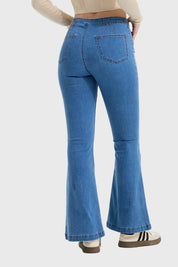 Jeans Mujer Flare Corte Cintura Azul