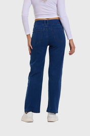 Jeans Mujer Linea Bolsillo Calce Recto Azul