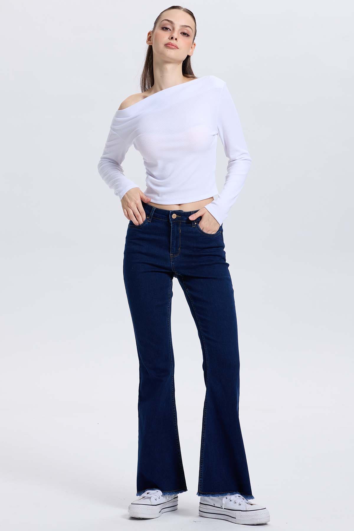 Jeans Mujer Monse Flare Azul Oscuro