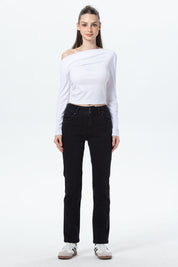 Jeans Mujer Flo Calce Recto Negro