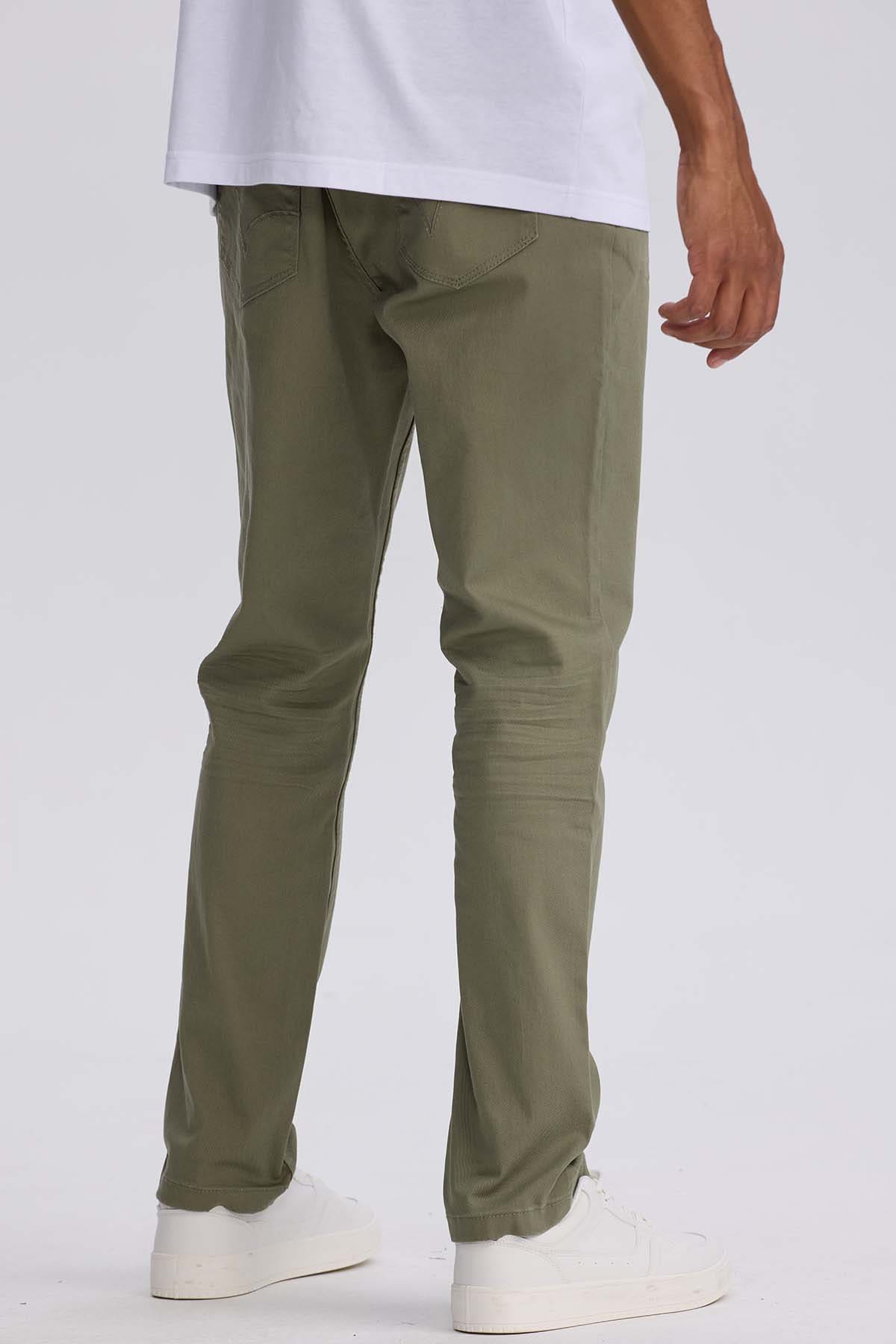 Jeans Hombre Slim Color Verde Militar