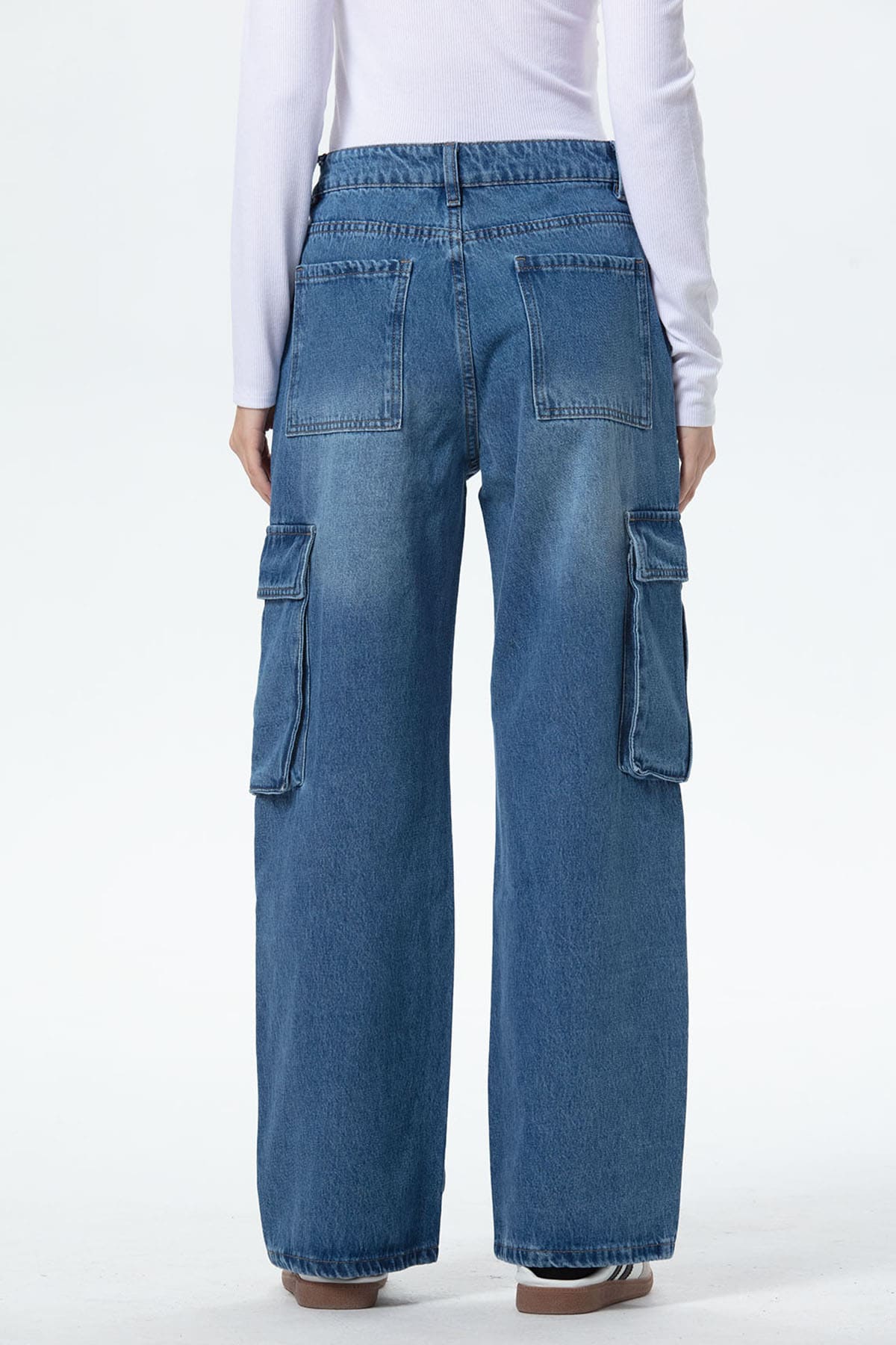 Jeans Mujer Bolsillo Calce Recto Azul