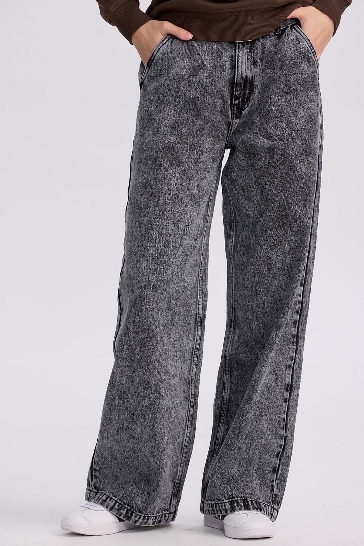 Jeans Mujer Wide Leg Cinturón Gris Oscuro – Fashion´s Park