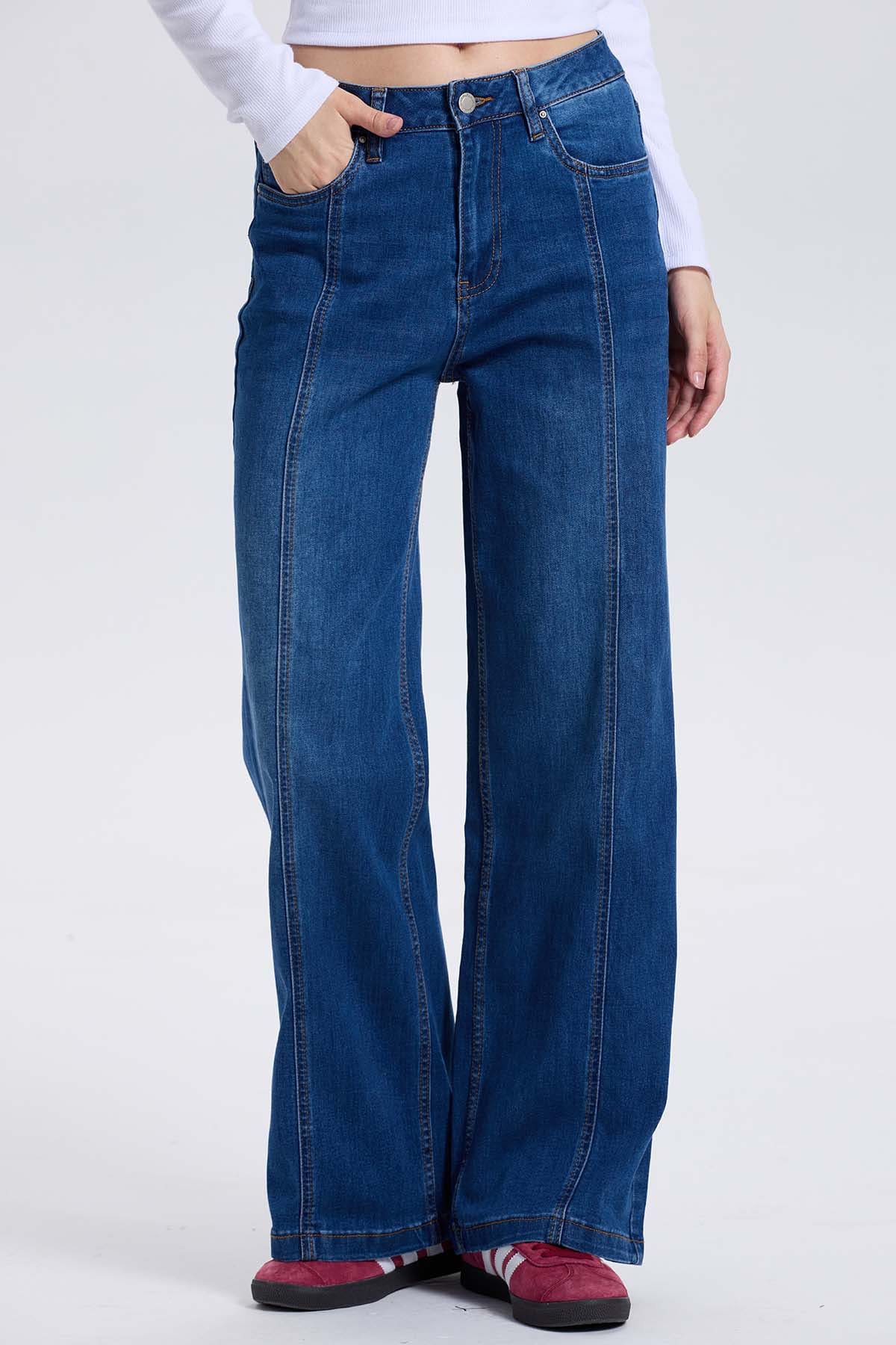 Jeans Mujer Wide Leg linea Azul