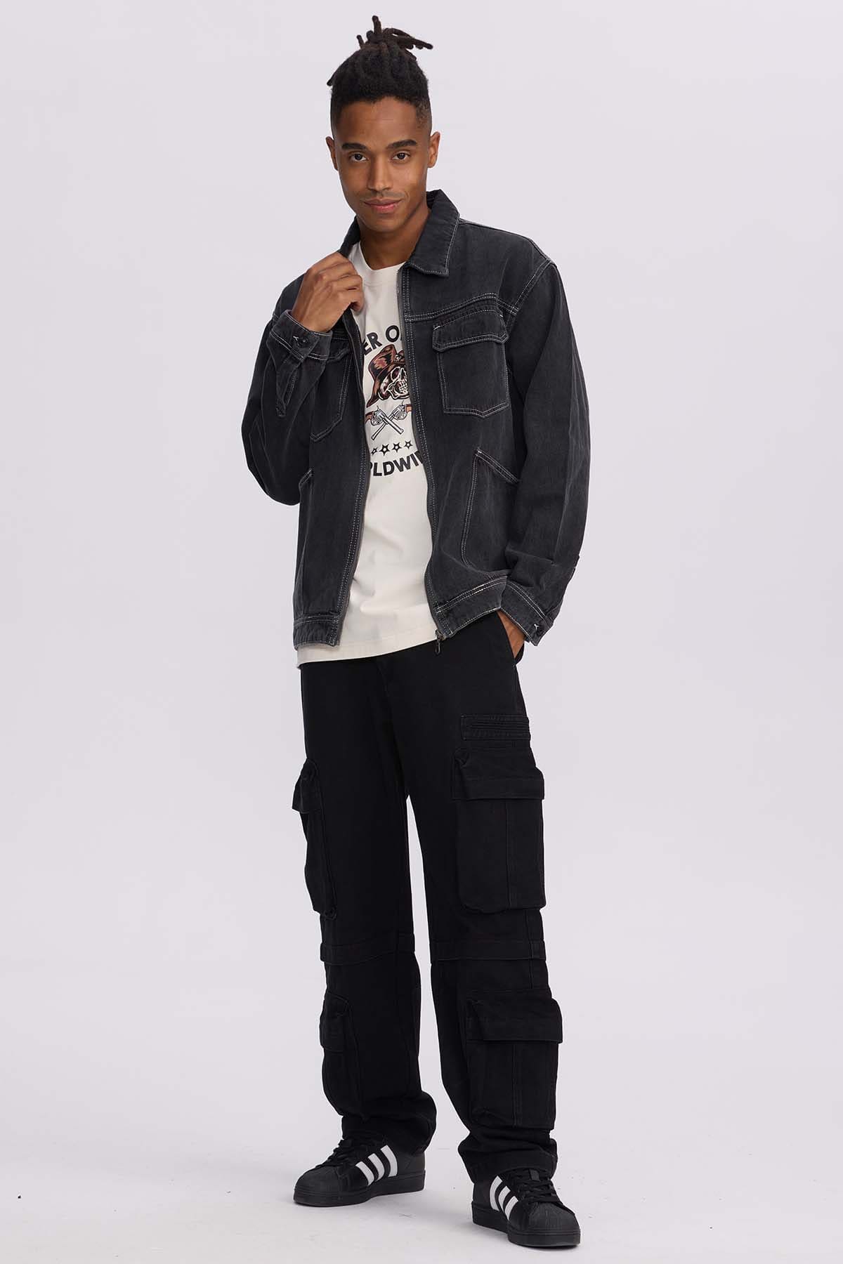 Chaqueta Hombre Doble Bolsillo Gris