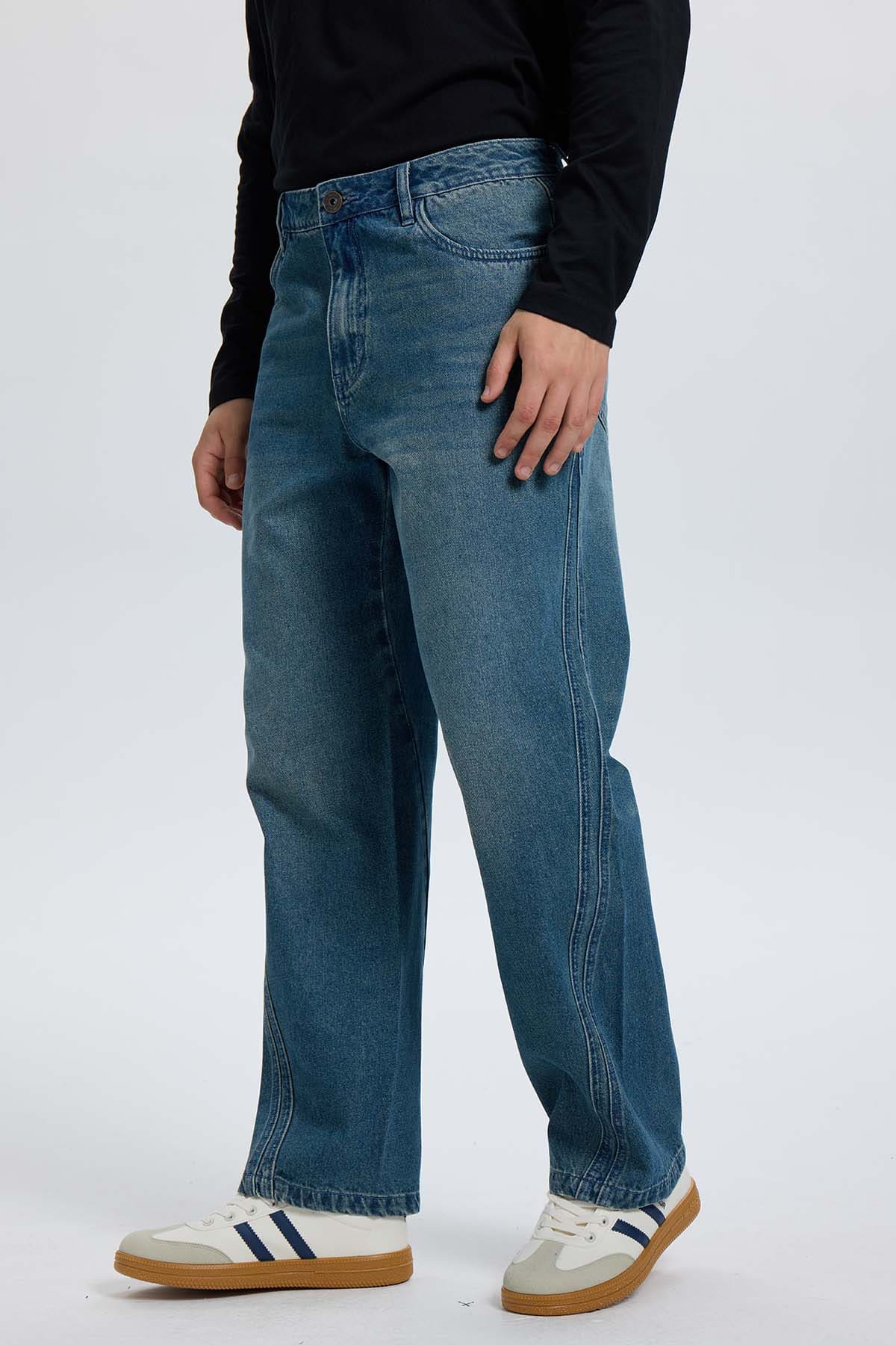 Jeans Hombre Recto Focalizado Azul