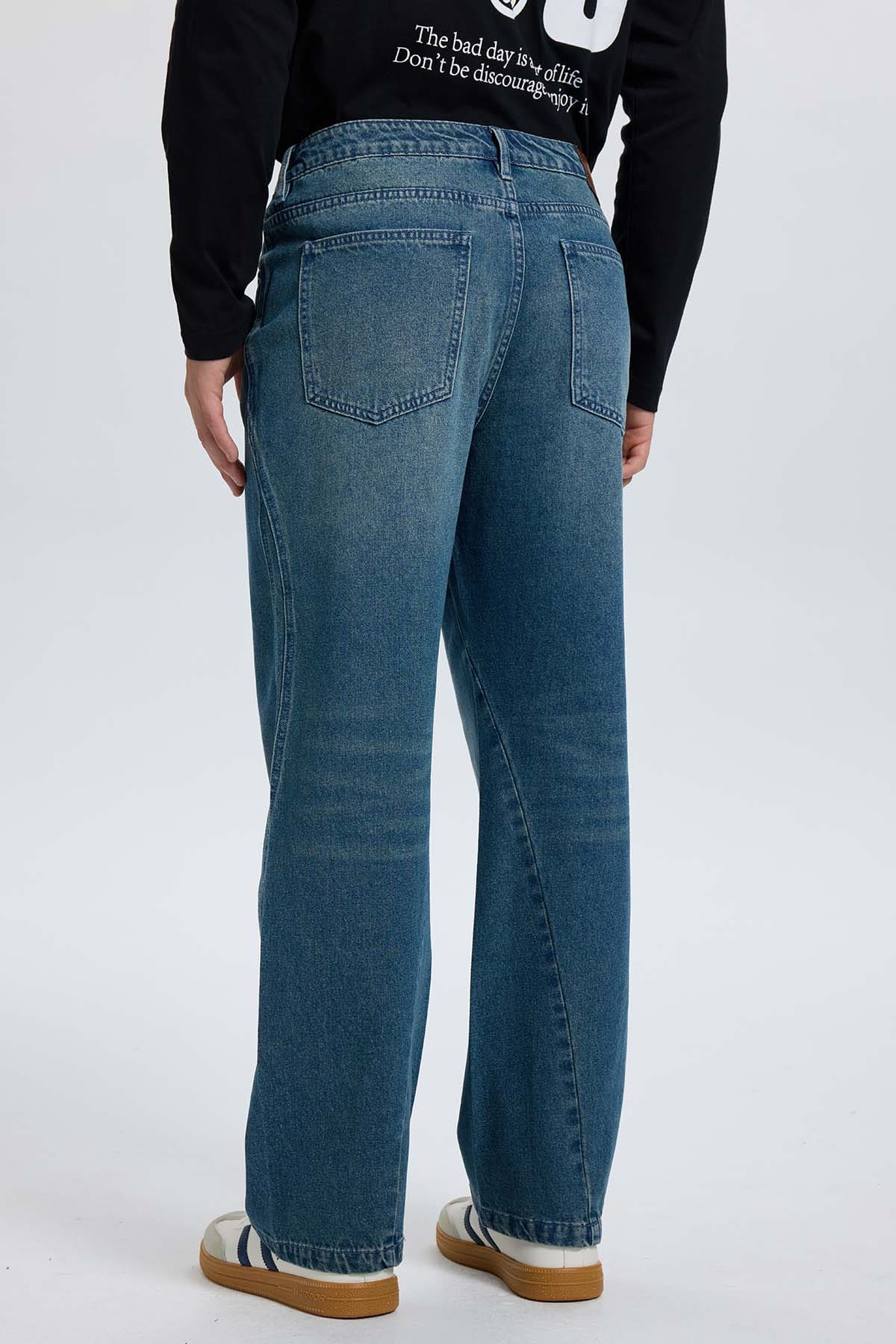 Jeans Hombre Recto Focalizado Azul