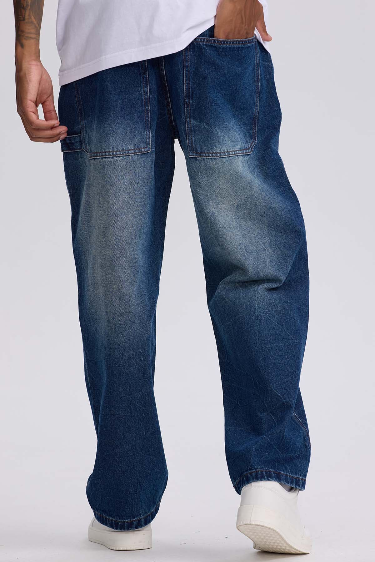 Jeans Hombre Baggy Focalizado Azul