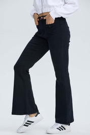 Jeans Mujer Flare Detalle Negro
