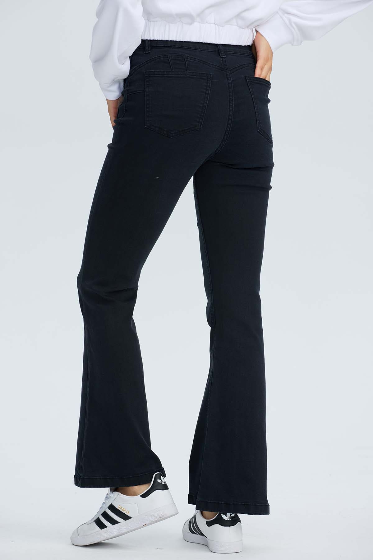 Jeans Mujer Flare Detalle Negro
