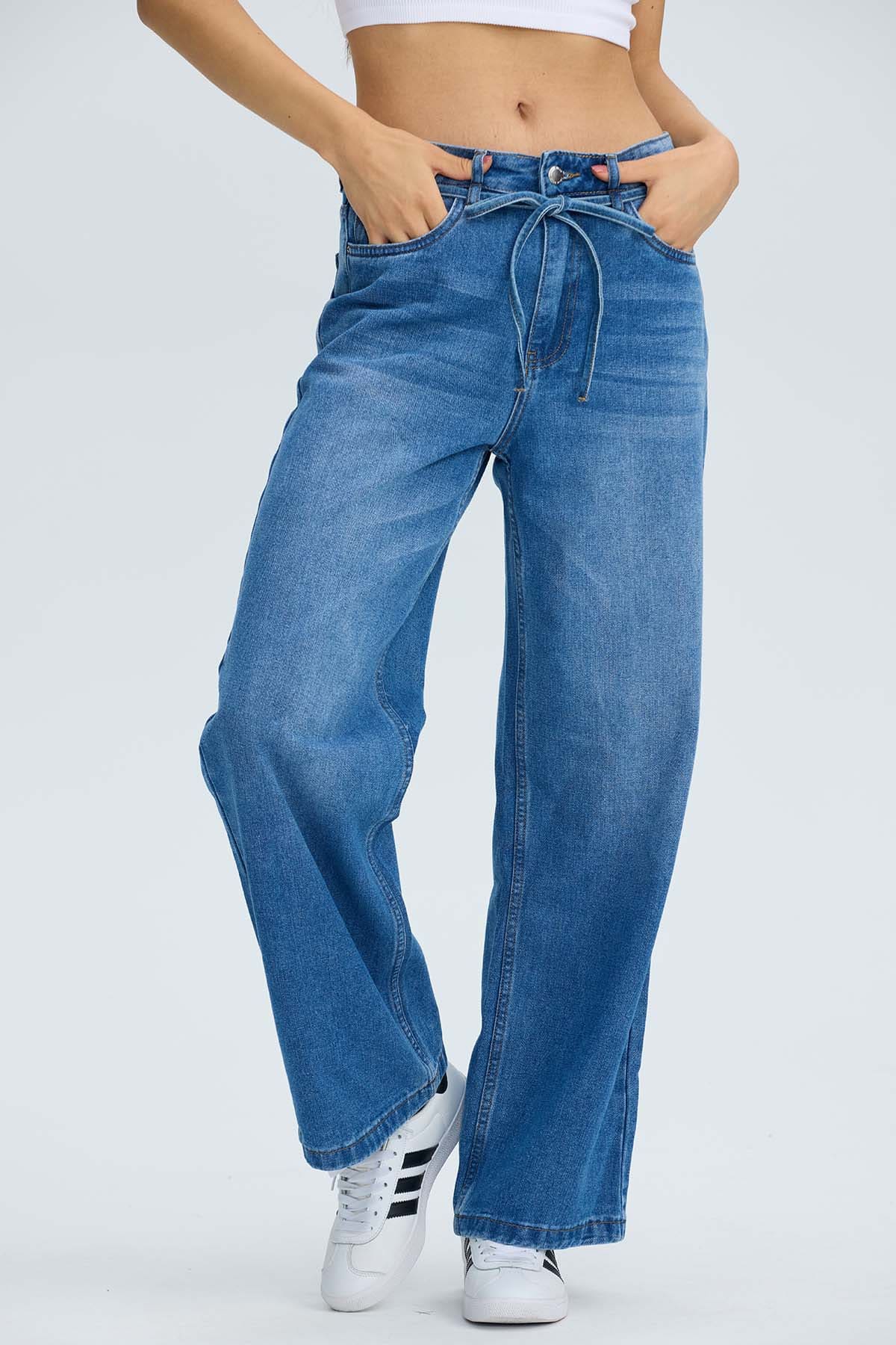 Jeans Mujer Calce Recto Lazo Azul – Fashion´s Park