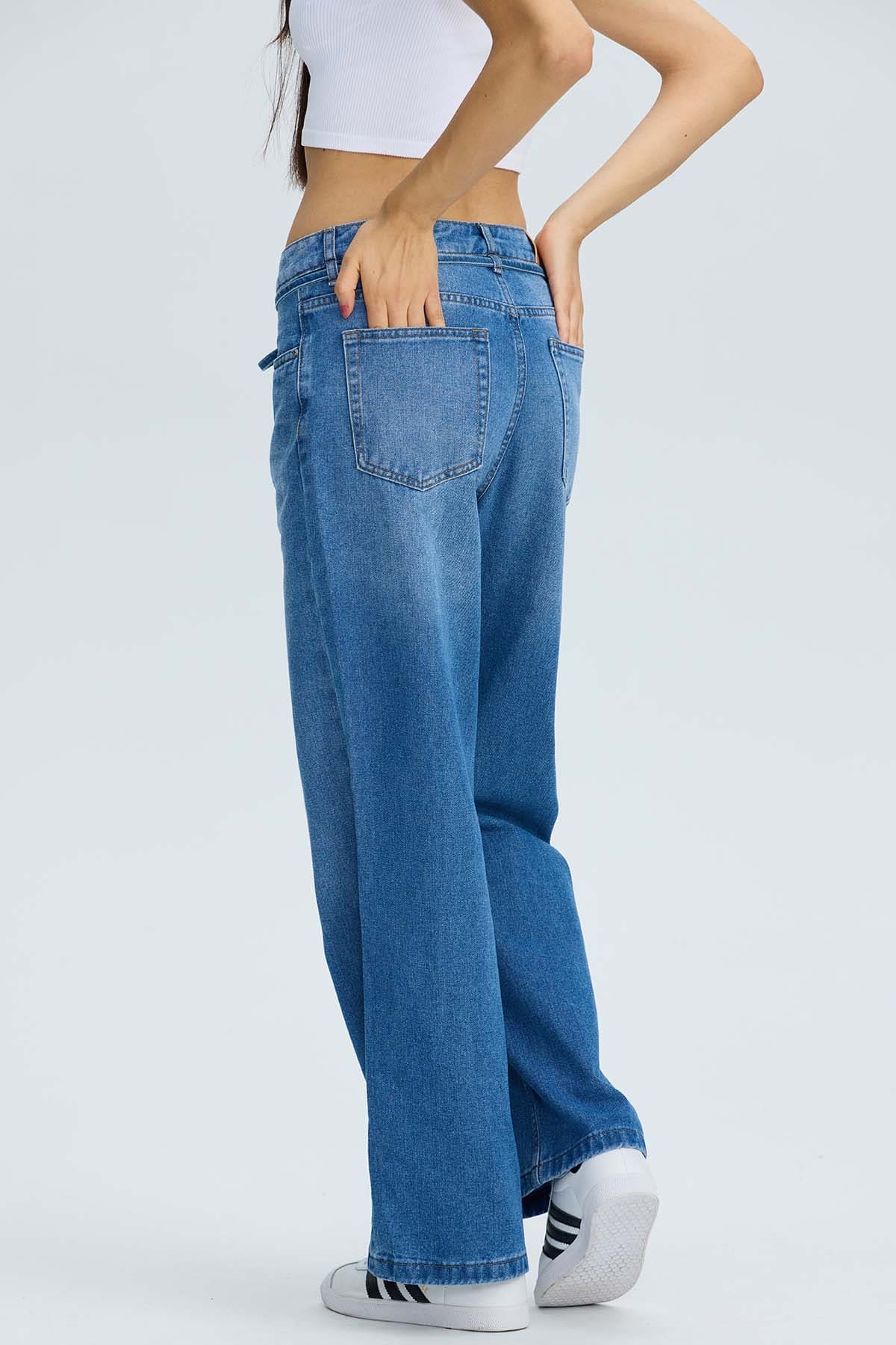 Jeans Mujer Calce Recto Lazo Azul Azul / 46