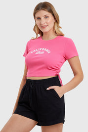 Polera Mujer Top Frunces Fucsia