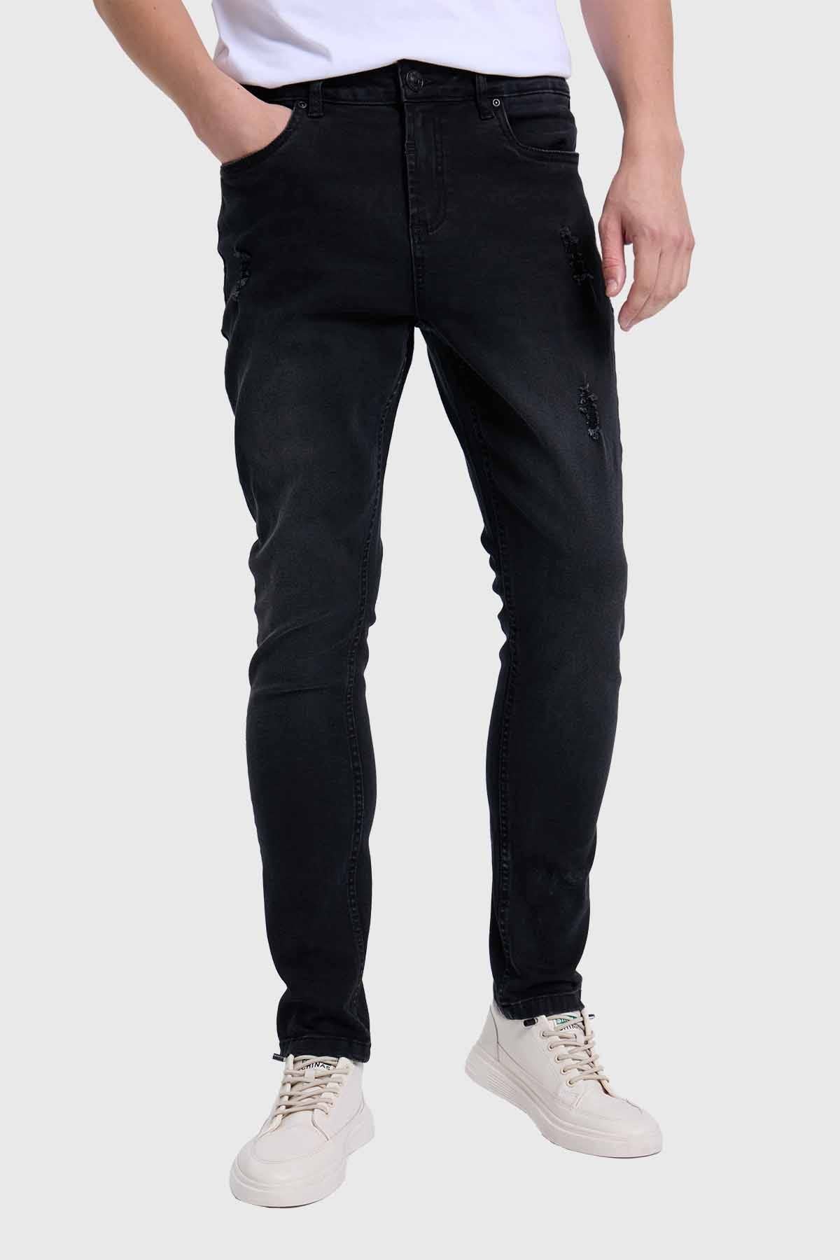 Jeans skinny rotura negro algodón estilo moderno – Fashion´s Park