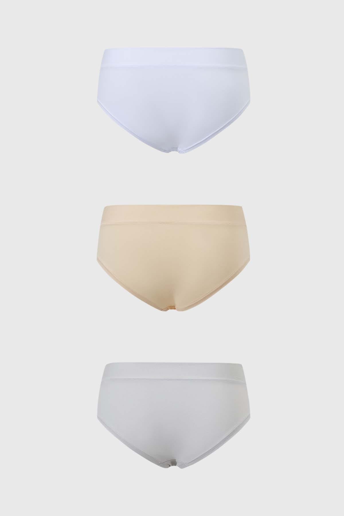 Calzón Mujer Tripack Bikini Algodón Blanco