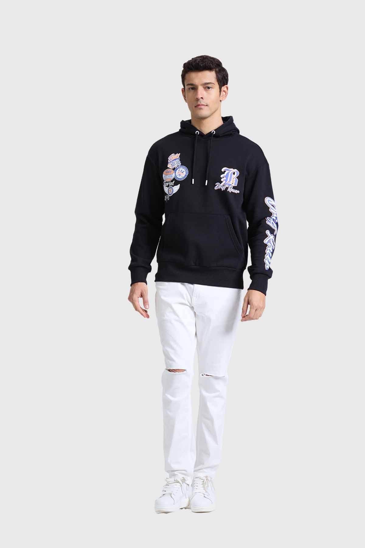 Polerón Hombre Hoodie Print Negro