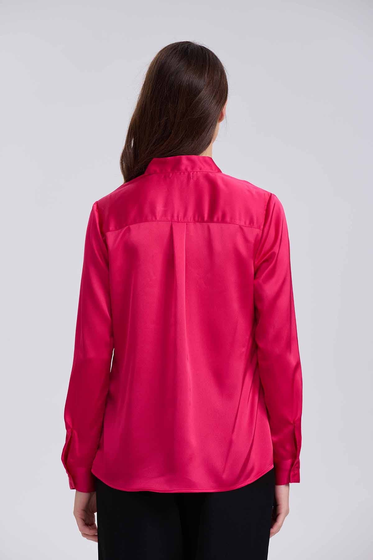 Blusa Mujer Con Lazo Fucsia