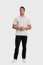 Polera Hombre Mini Print Beige
