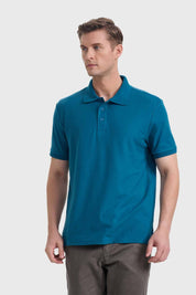 Polera Hombre Piqué Básica Petróleo