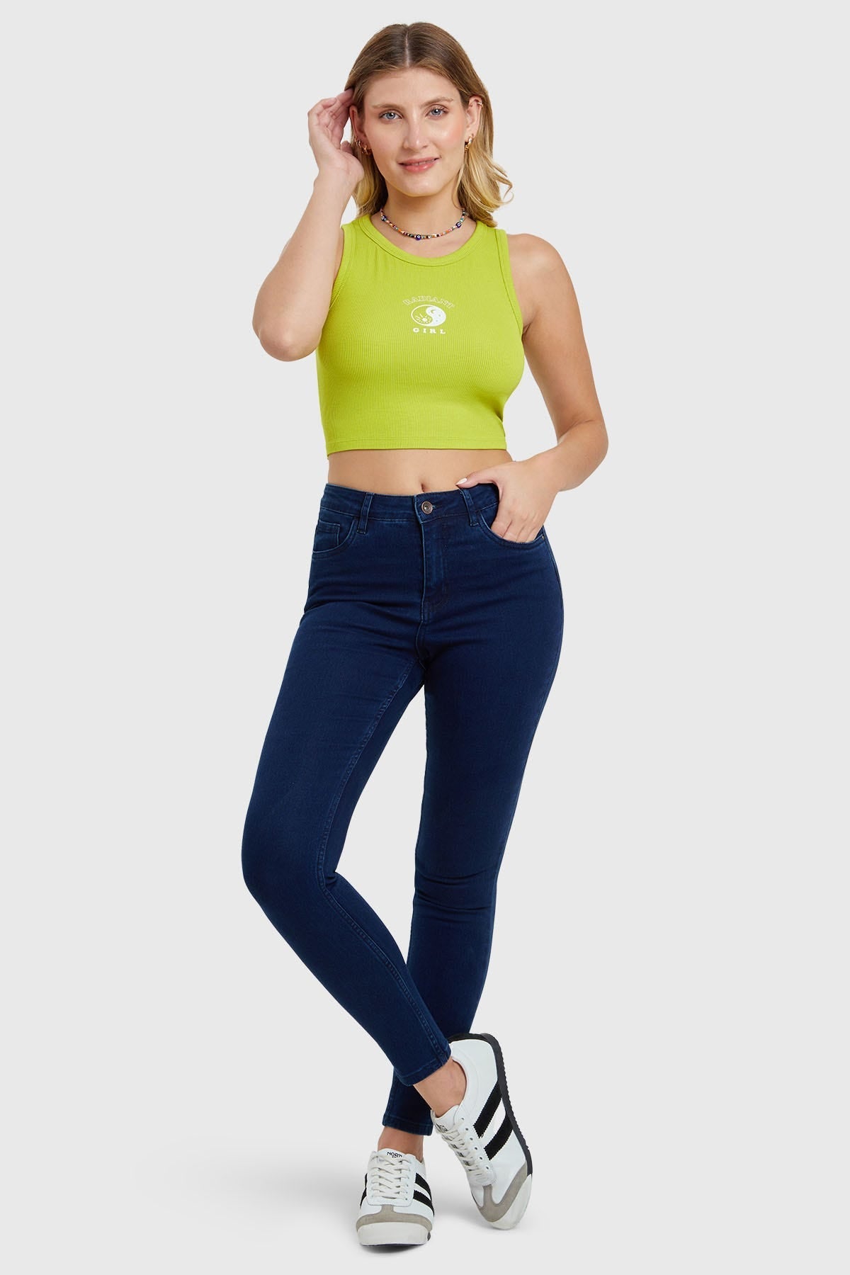 Polera Mujer Top Bordado Verde