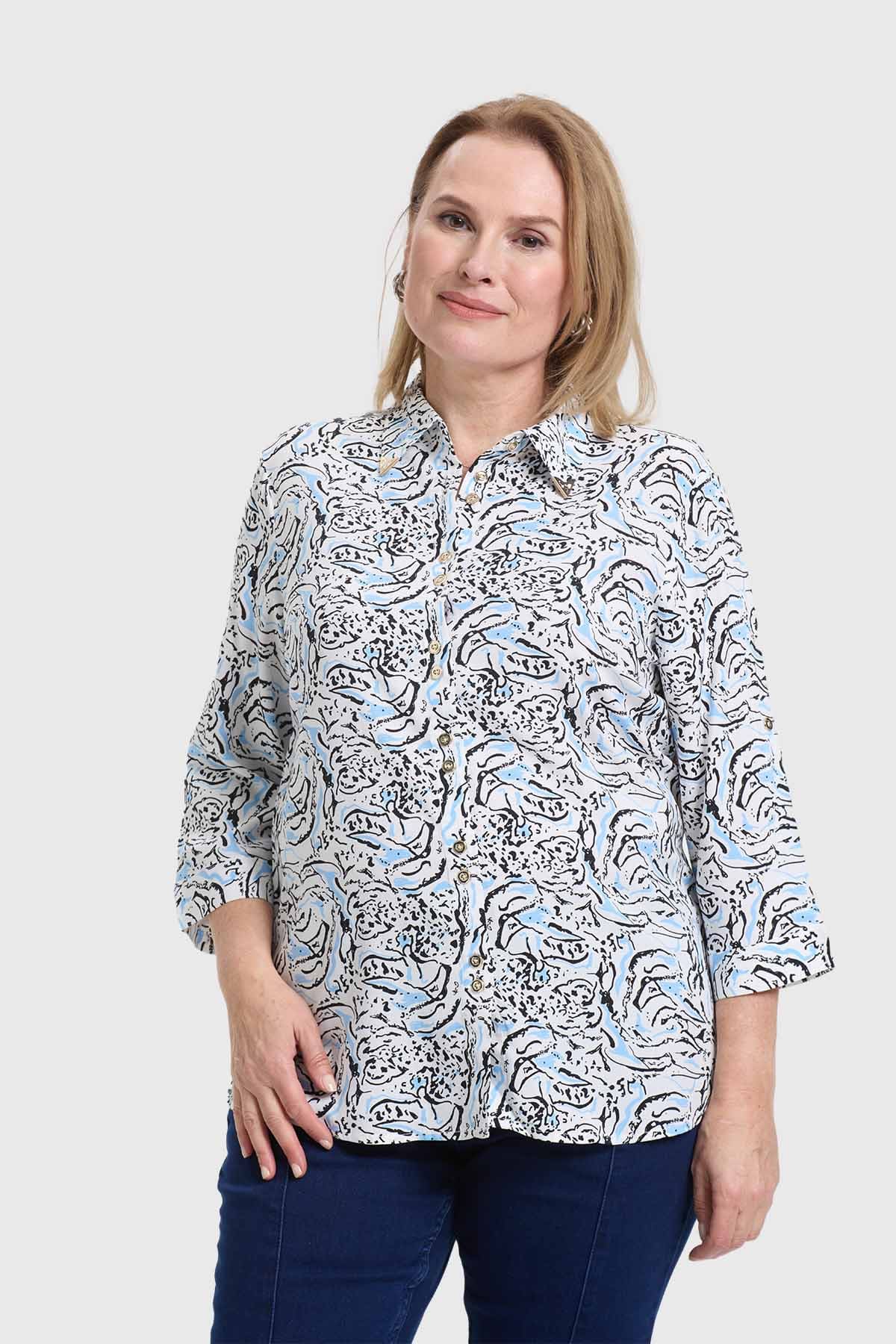 Blusa Mujer Abotonada Roll Up Blanco