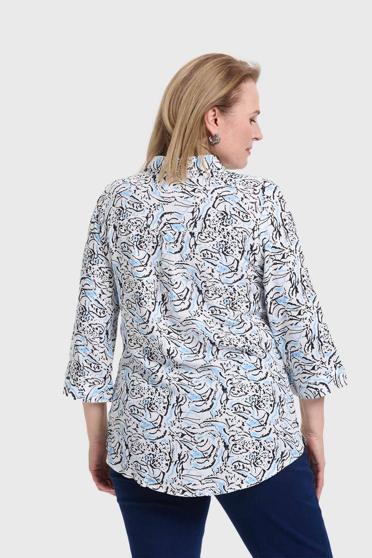 Blusa Mujer Abotonada Roll Up Blanco