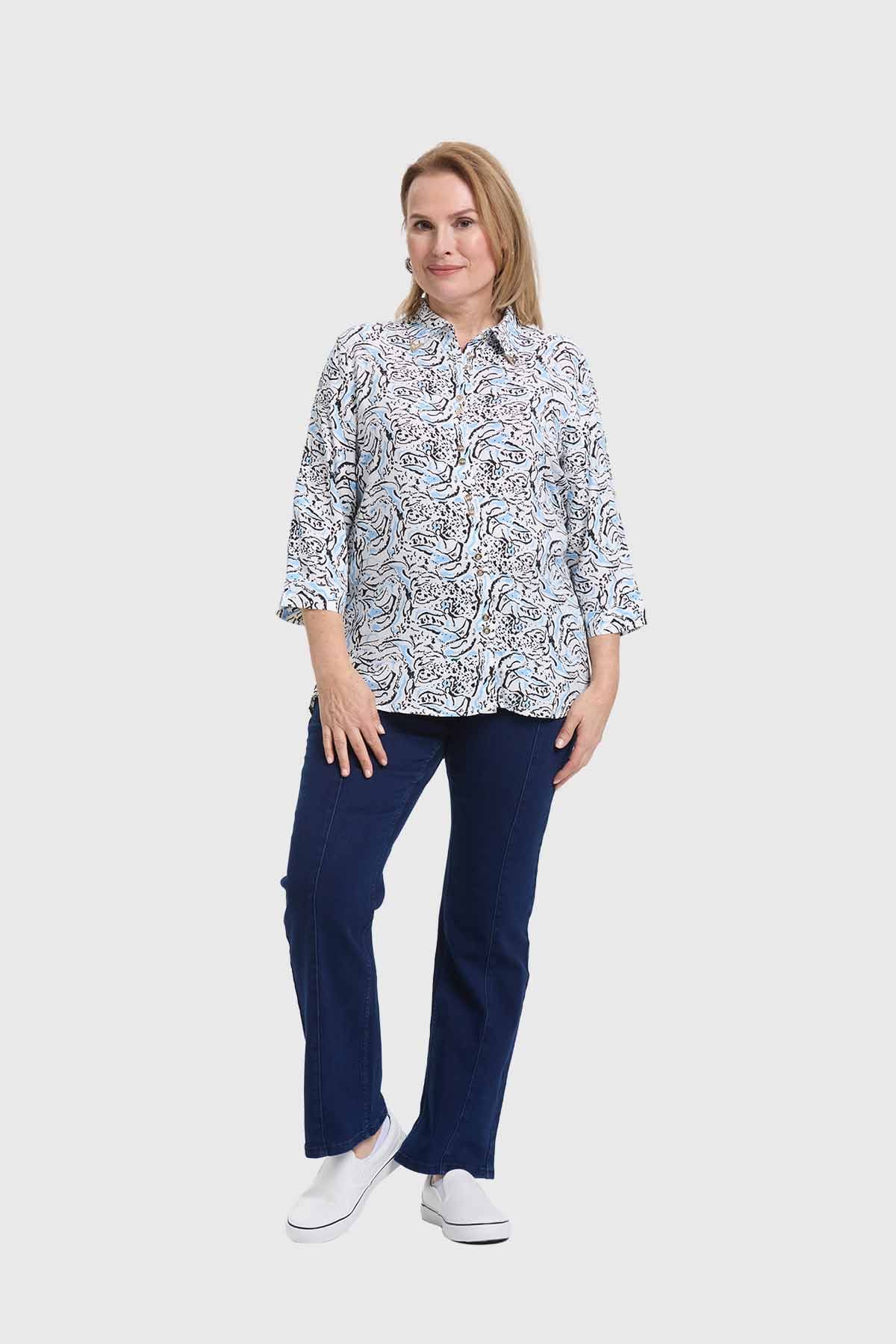 Blusa Mujer Abotonada Roll Up Blanco