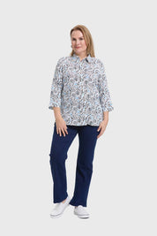 Blusa Mujer Abotonada Roll Up Blanco