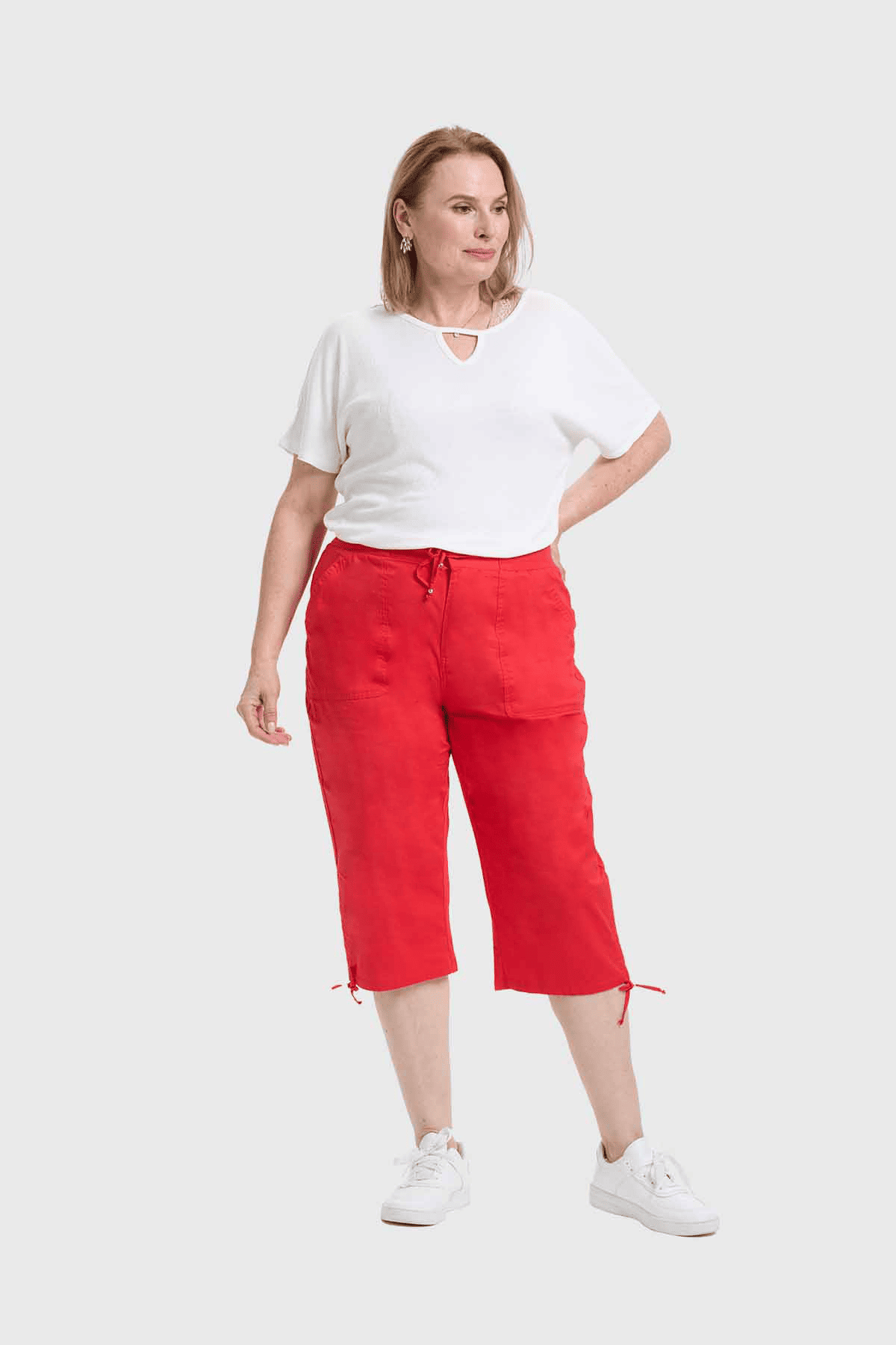 Pantalón Mujer Con Cortes Y Apertura Rojo