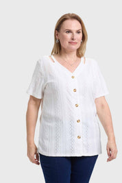 Polera Mujer Abotonada Crudo