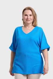 Polera Mujer Texturizada Azul