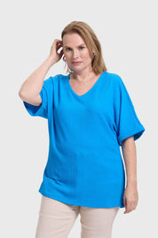 Polera Mujer Texturizada Azul