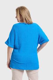 Polera Mujer Texturizada Azul