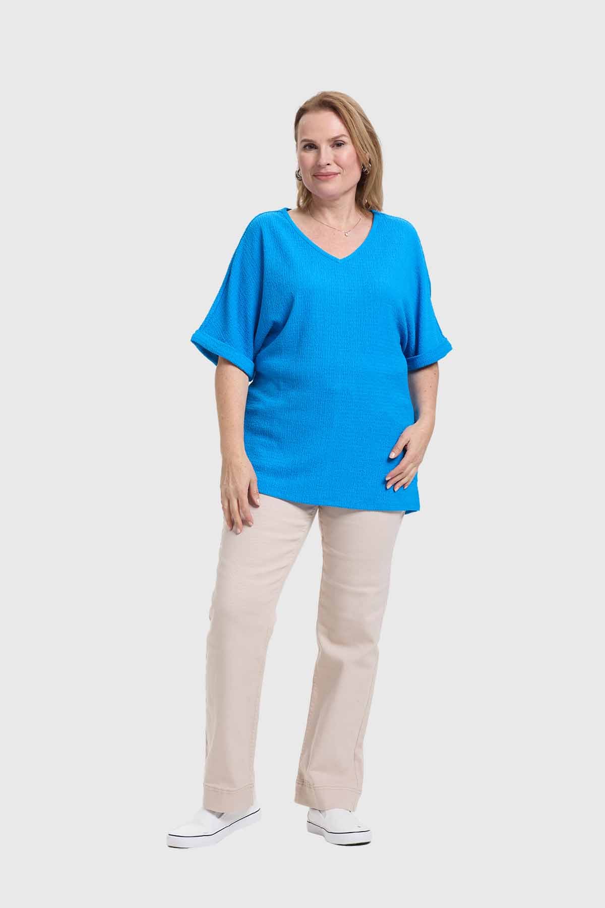 Polera Mujer Texturizada Azul