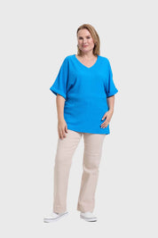 Polera Mujer Texturizada Azul