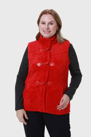 Polar Mujer Peludo Estilo Montgomery Rojo