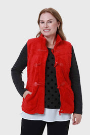 Polar Mujer Peludo Estilo Montgomery Rojo