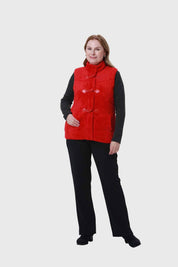 Polar Mujer Peludo Estilo Montgomery Rojo