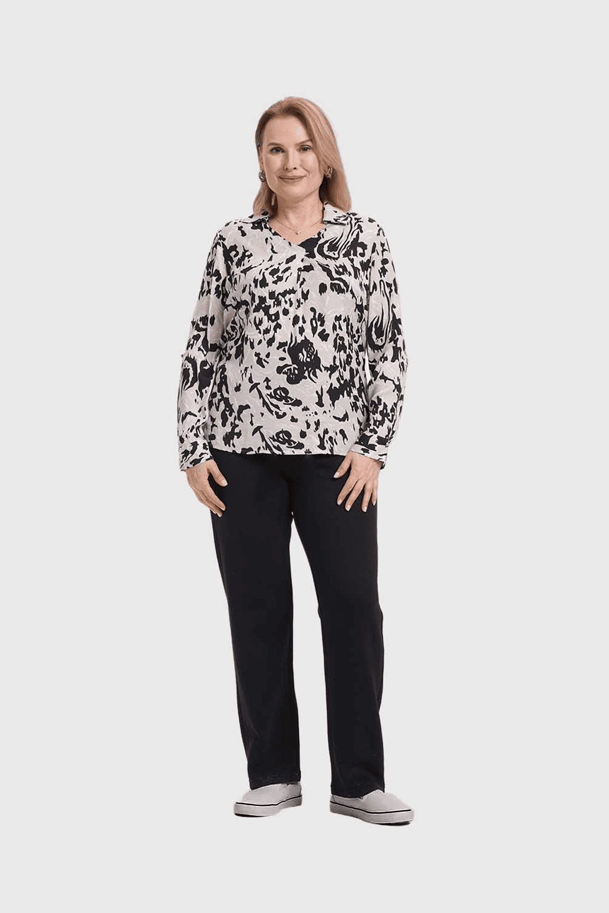 Blusa Mujer Estampada Beige