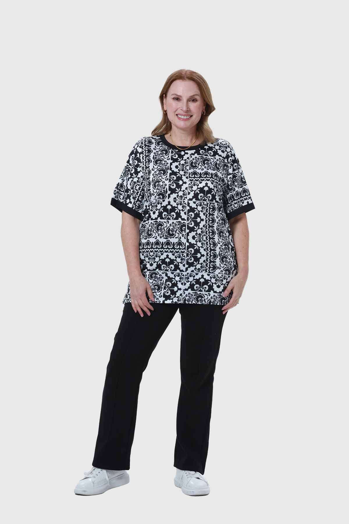Polera Mujer Print Negro