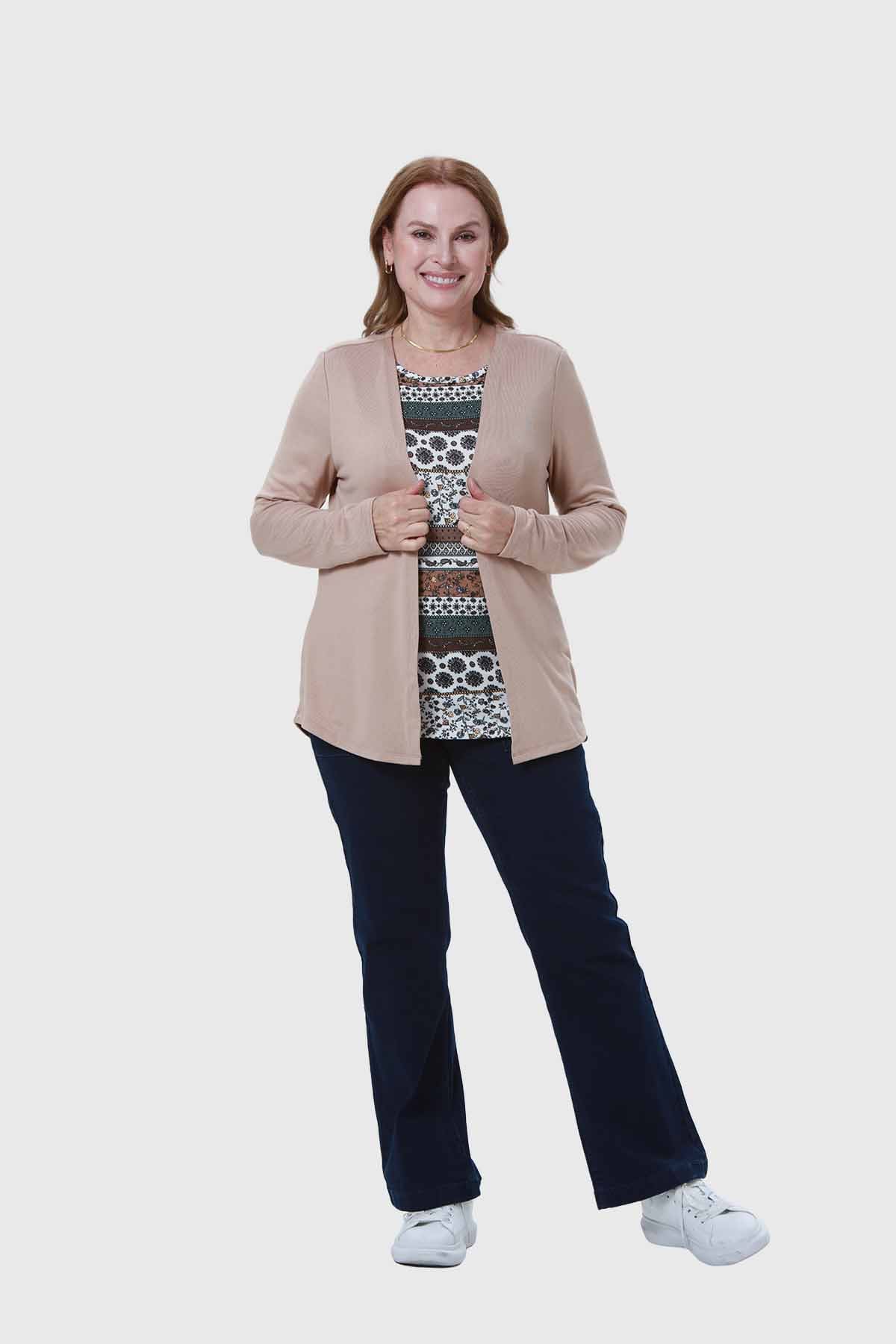 Sweater Mujer Estampado Beige