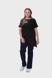 Polera Mujer Estampado Negro