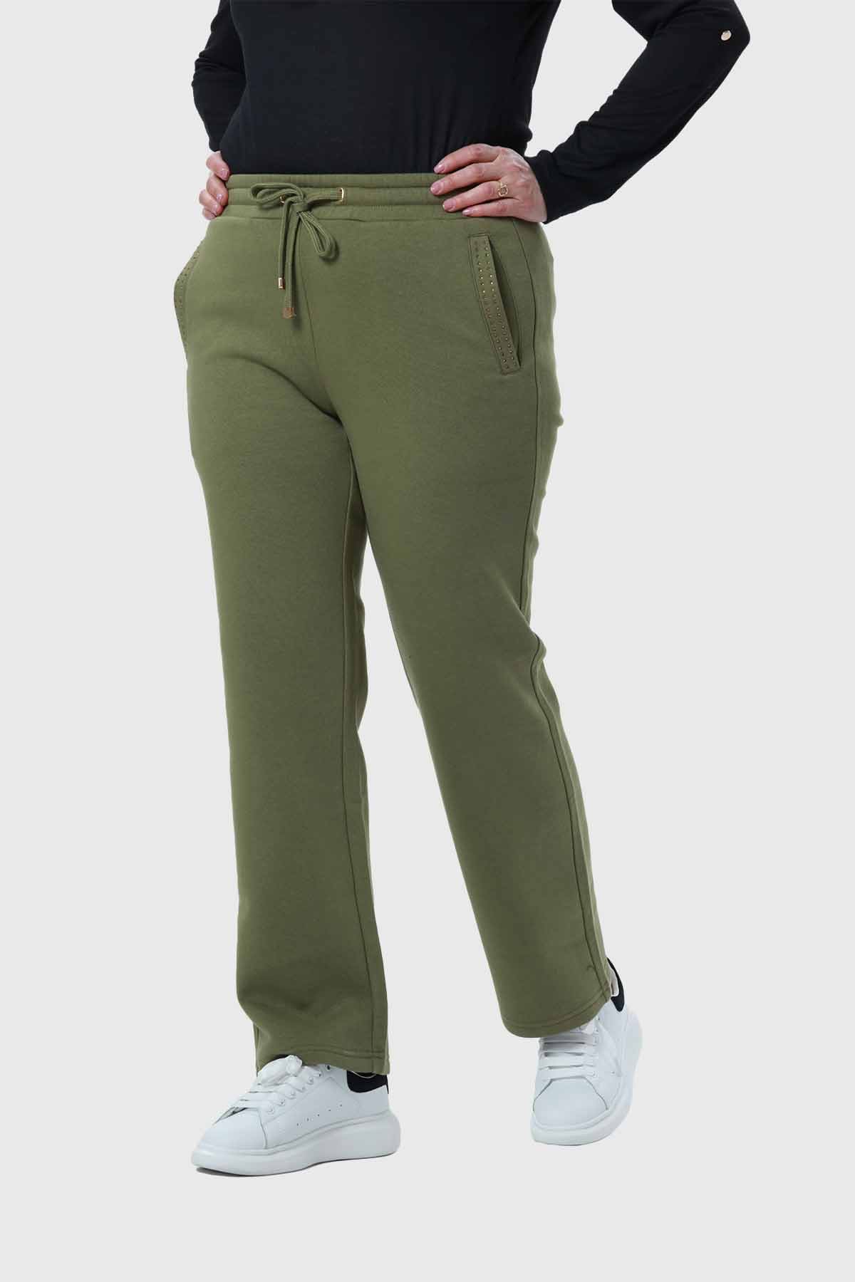 Pantalón Buzo Mujer Con Cordón Y Bolsillo Verde